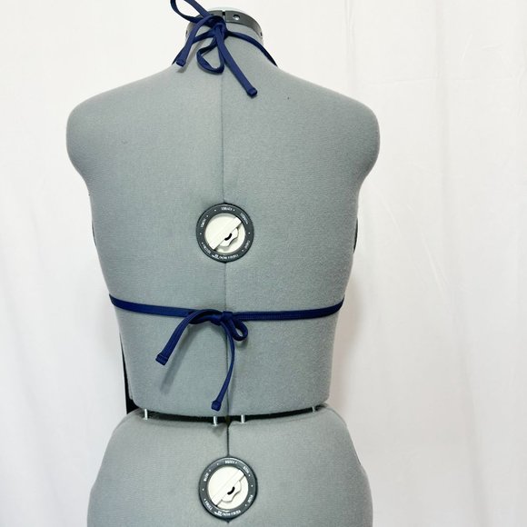 La Blanca NWT Sz 14 Indigo/Capri Stripe Rouched Halter Bikini Swimsuit Top - Picture 8 of 8